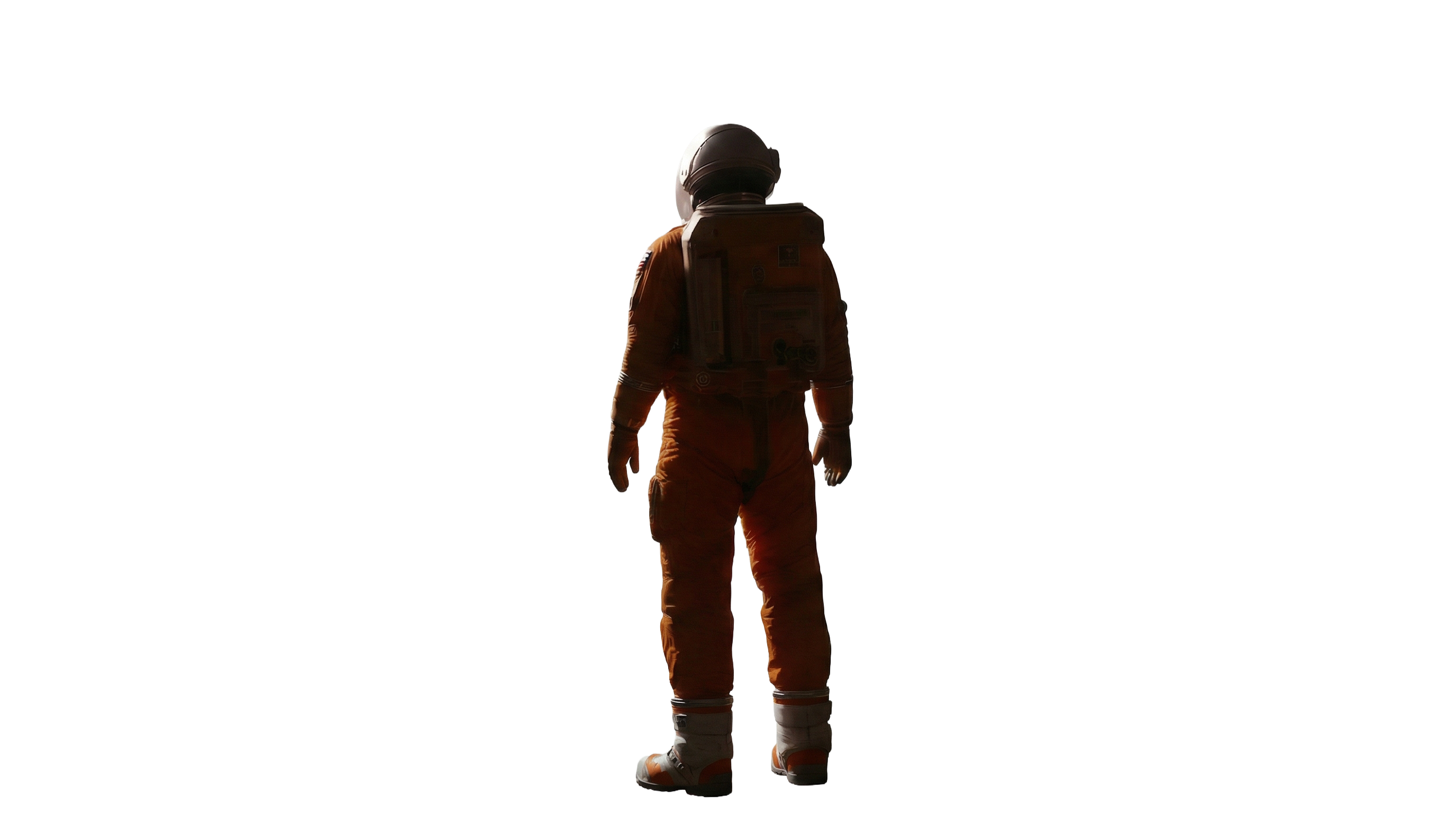 Astronaut in orange spacesuit